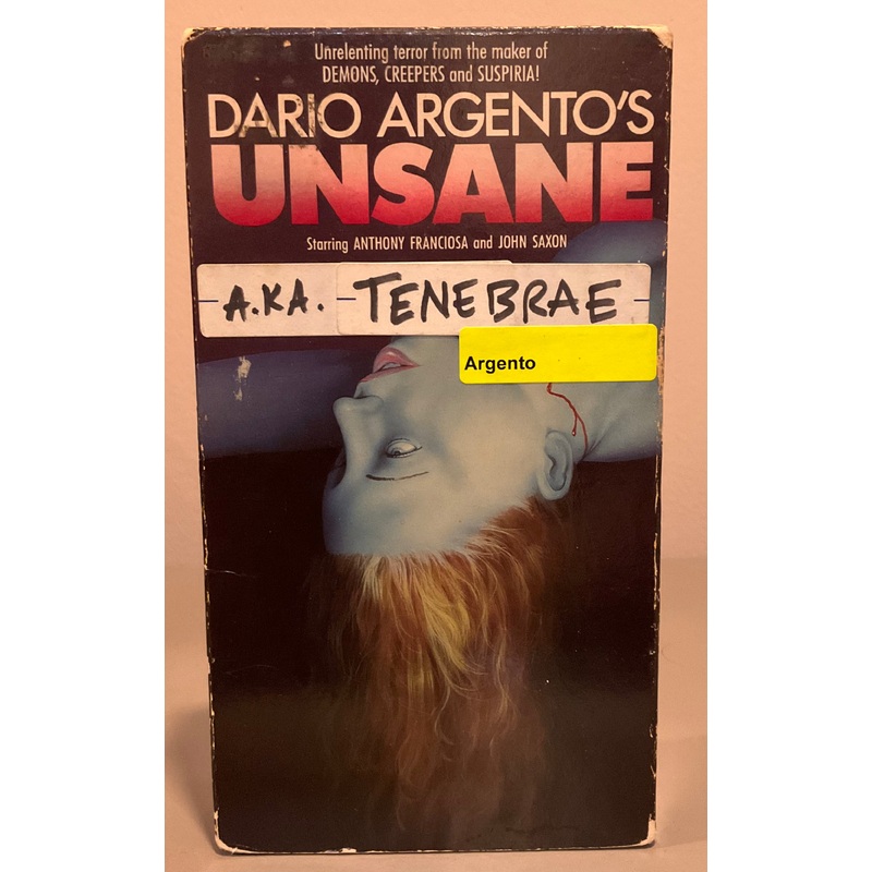 Dario Argento's Unsane AKA Tenebrae VHS