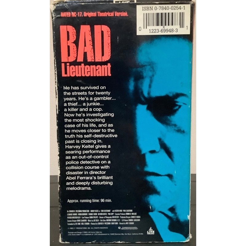 Bad Lieutenant (NC-17 Version) VHS